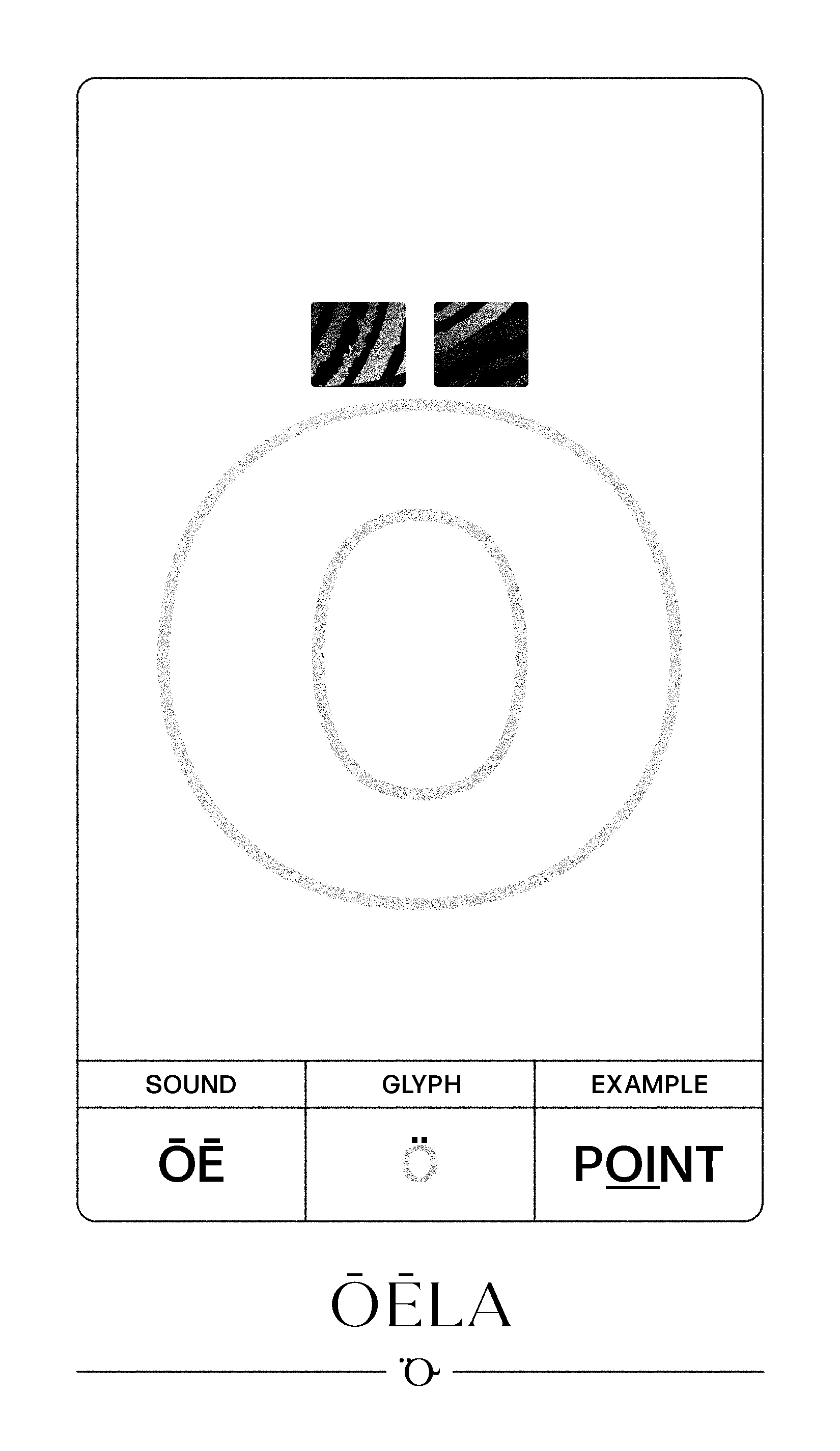 A flashcard-style card showing the Āut glyph in Wormrōte. It represents the sound like OE.