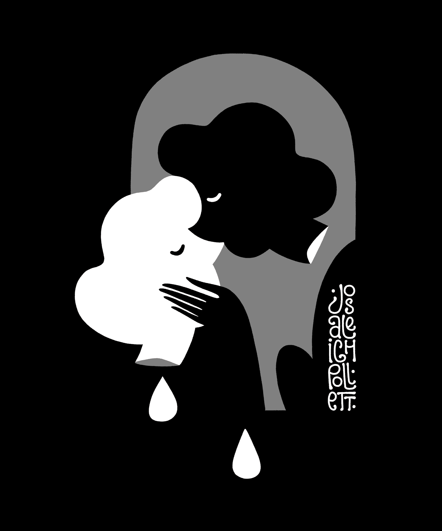 A tank top made for Josaleigh Pollett. Two beheaded figures kiss under an archway shape.