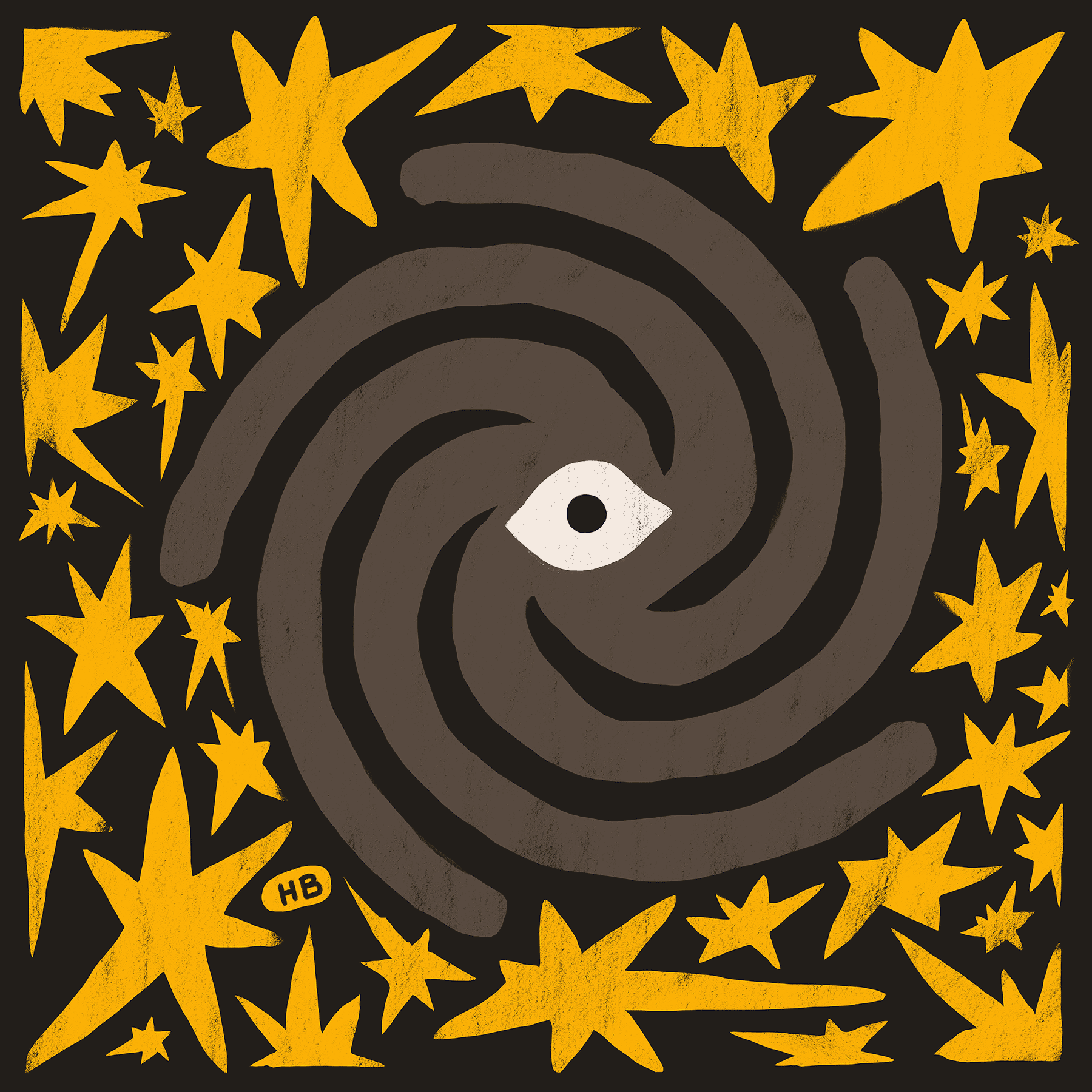 A spiral entity looks out toward the viewer from a single eye while surrounded by stars that fill the frame.
