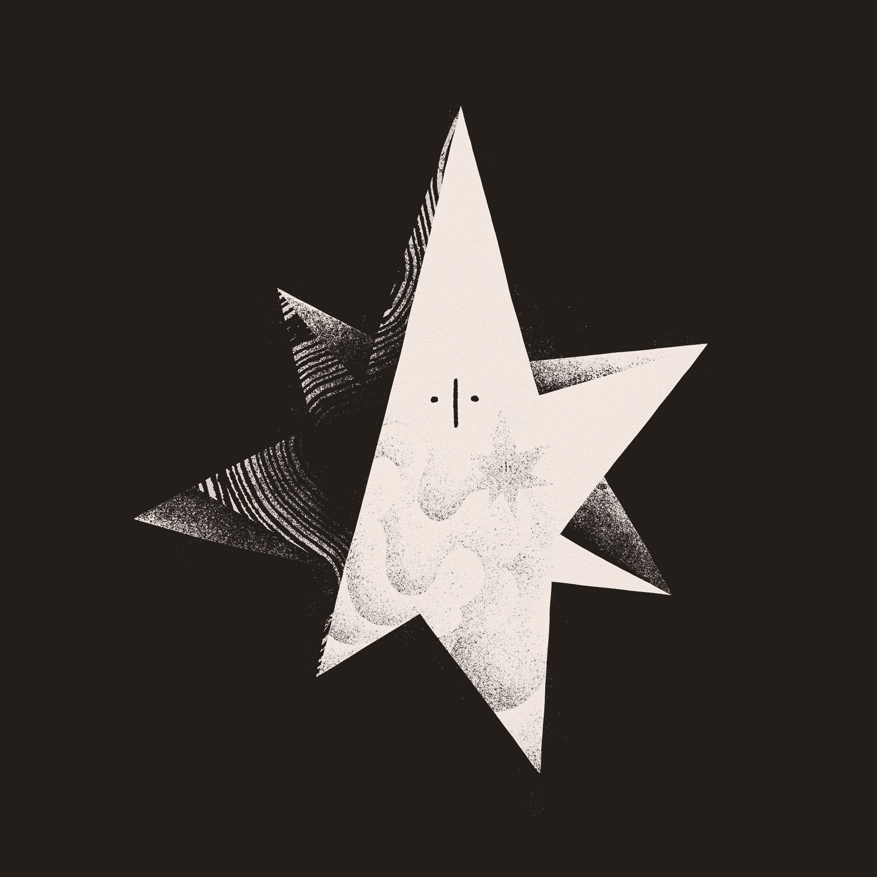 A star-like entity gazes at the viewer. In a reflection on their body, you can faintly see yourself — another star-like entity.