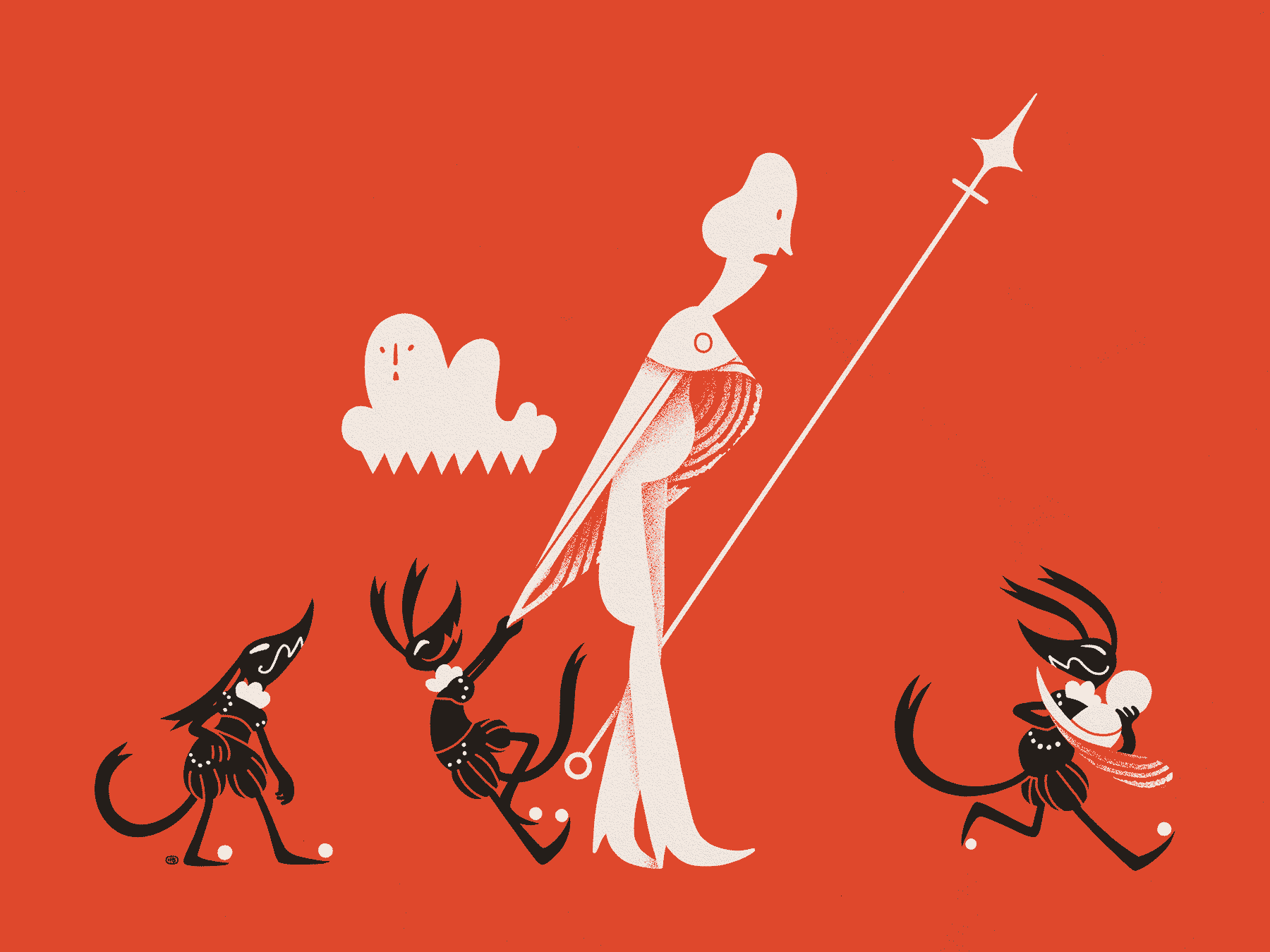 Three goblins steal the hat of a magician and otherwise cause a ruckus.