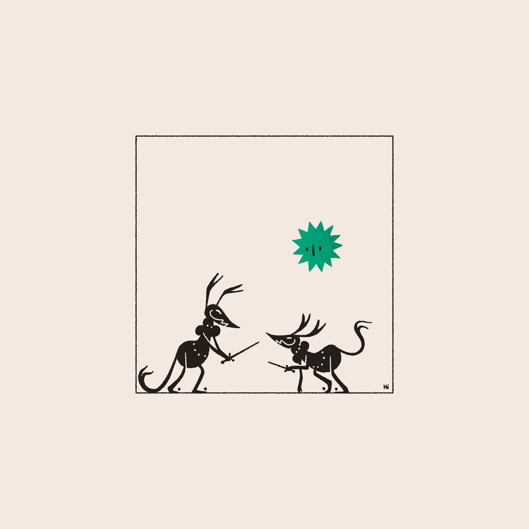 Two goblins duel with swords as the Vessel watches on.