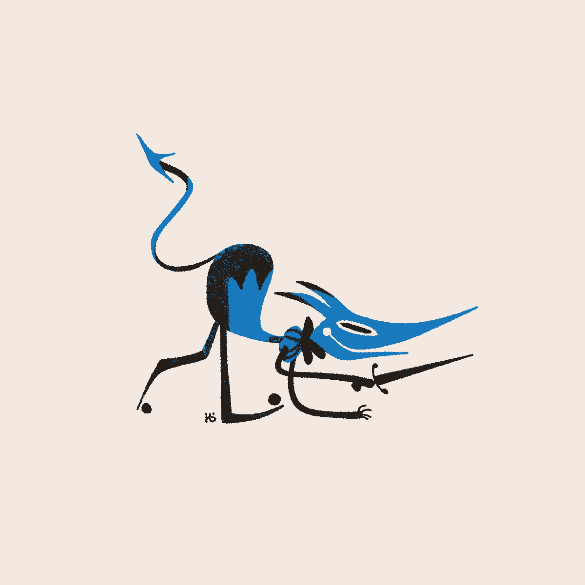 A blue goblin crouches with a knife.
