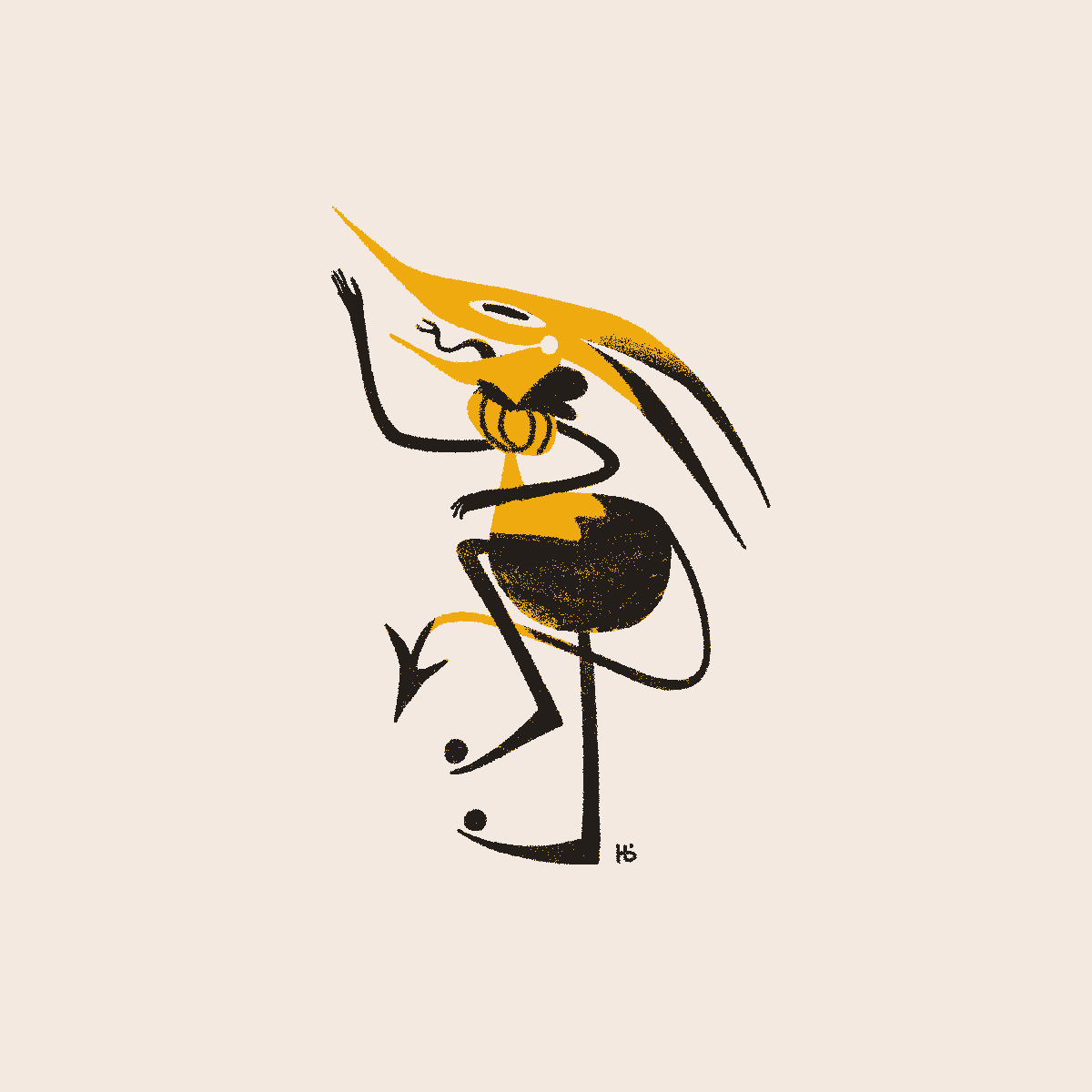 A yellow goblin laughs and cheers.