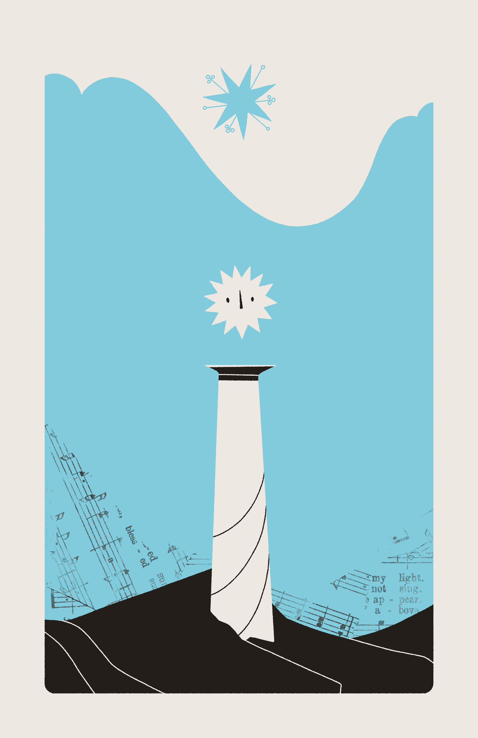 A star-like Vessel hovers just above a half-buried column. In the background is a star bound with sigils.